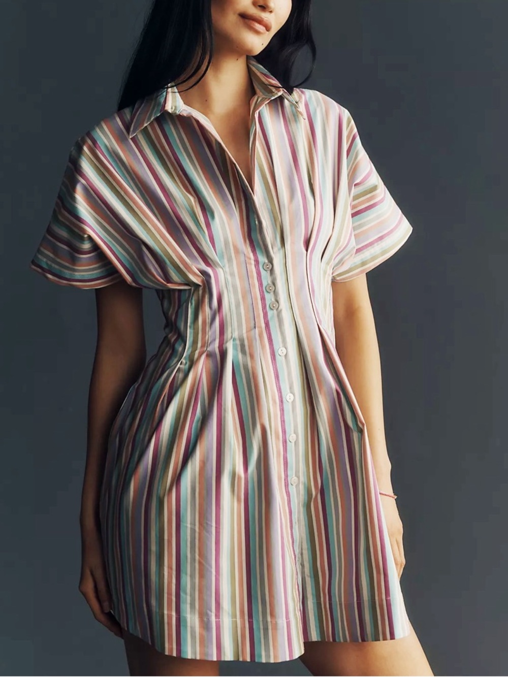 Anthropologie / Exquise - The Tobie Mini Shirt Dress - Multi Stripe
